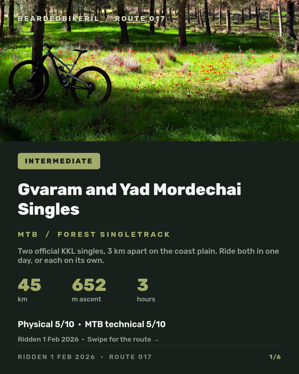 Route 017 ride overview: Gvaram and Yad Mordechai Singles